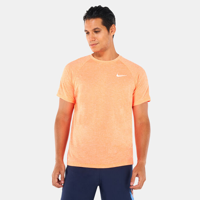 Nike Swim Men's Heathered Hydroguard Swimming Shirt Orange Nike Swim Men's Heathered Hydroguard Swimming Shirt Orange image number 0
