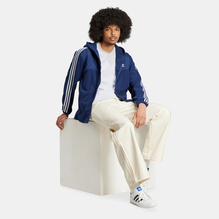 adidas Originals Men's Adicolor 3-Stripes Teddy Fleece Hoodie Blue image number 2