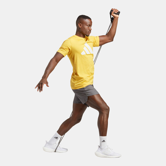 adidas Men's Train Essentials Feelready Logo Training T-Shirt yellow adidas Men's Train Essentials Feelready Logo Training T-Shirt yellow image number 2