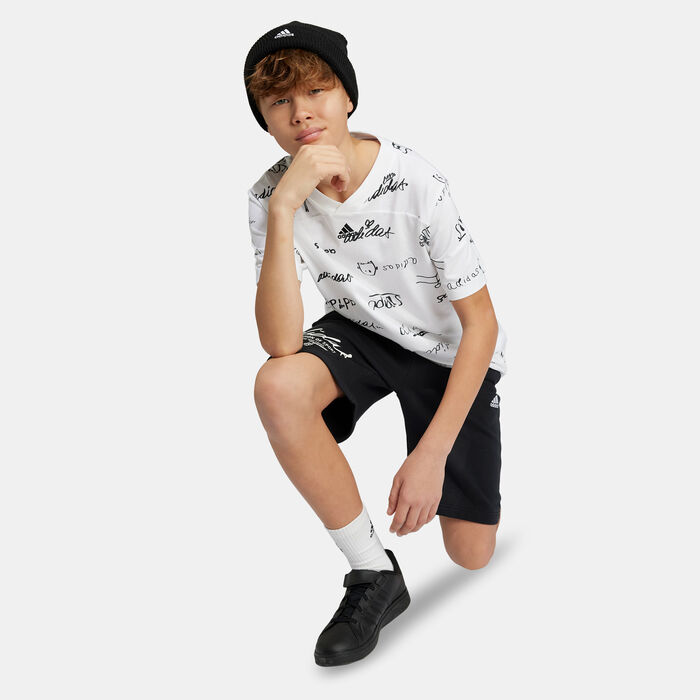 adidas Kids' Brand Love Shorts Black adidas Kids' Brand Love Shorts Black image number 2