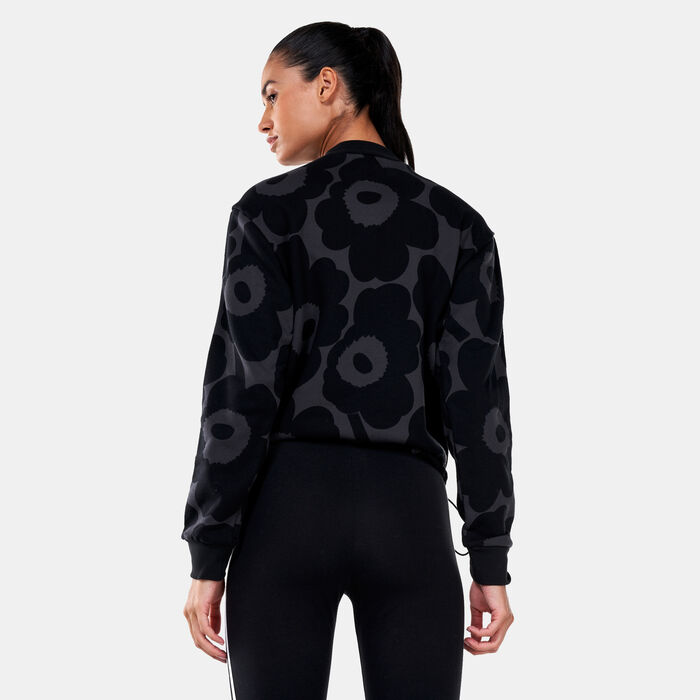 adidas Originals Women's Marimekko Allover Print Sweatshirt Black adidas Originals Women's Marimekko Allover Print Sweatshirt Black image number 1