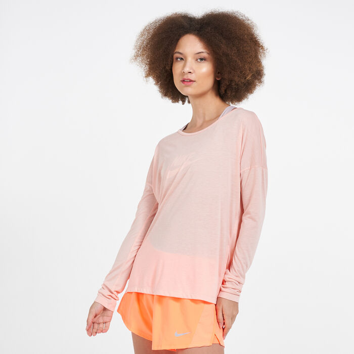 Nike Women's Yoga Layer T-Shirt Orange Nike Women's Yoga Layer T-Shirt Orange image number 0