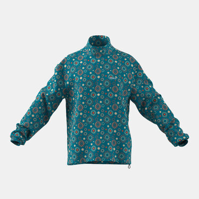 adidas Originals Men's Adventure Nature Awakening Half-Zip Allover Print Windbreaker Blue