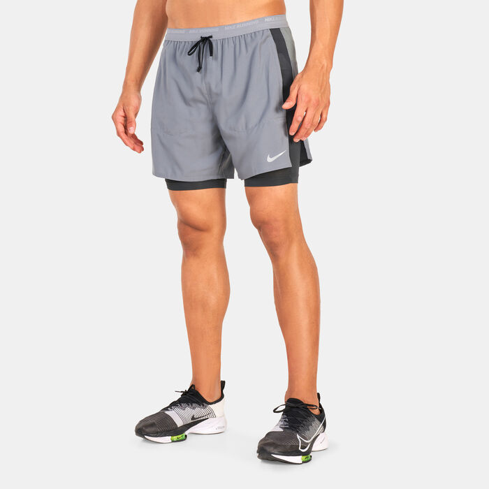 Nike Men's Dri-FIT Stride 5-inch 2-in-1 Running Shorts Grey Nike Men's Dri-FIT Stride 5-inch 2-in-1 Running Shorts Grey image number 0