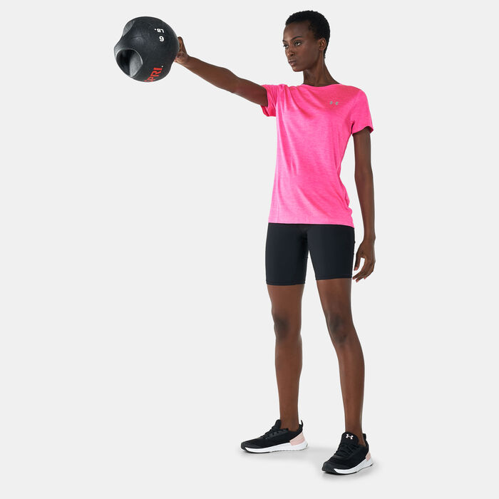 Under Armour Women's UA Tech™ Twist Training T-Shirt Pink Under Armour Women's UA Tech™ Twist Training T-Shirt Pink image number 2