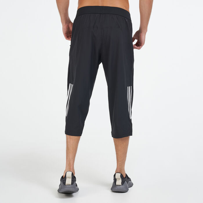 adidas Men's AEROREADY 3-Stripes Primeblue Capri Pants Black adidas Men's AEROREADY 3-Stripes Primeblue Capri Pants Black image number 1