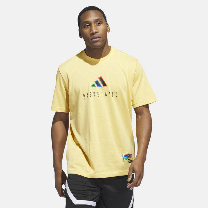 adidas Men's Worldwide Hoops Performance Graphic T-Shirt yellow adidas Men's Worldwide Hoops Performance Graphic T-Shirt yellow image number 0