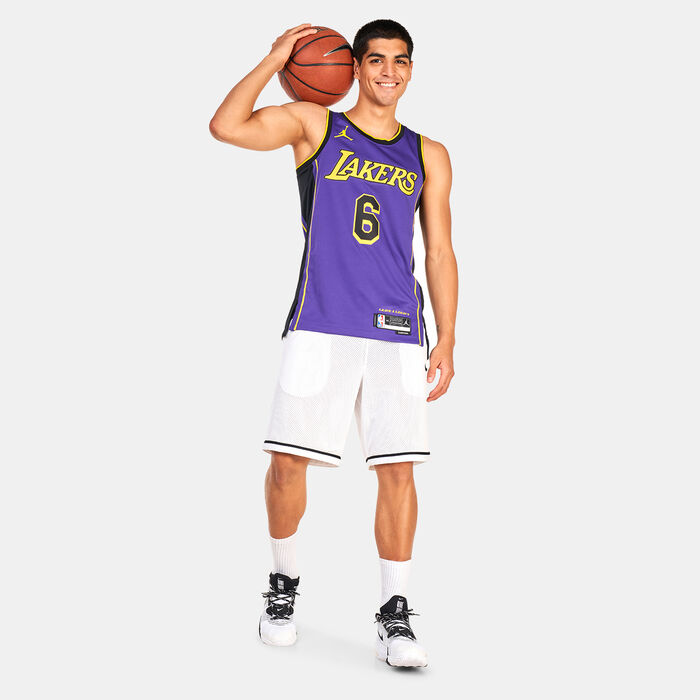 Jordan Men's NBA Los Angeles Lakers Statement Edition Swingman Basketball Jersey Purple Jordan Men's NBA Los Angeles Lakers Statement Edition Swingman Basketball Jersey Purple image number 2