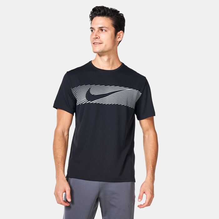 Nike Men's Miler Flash Dri-FIT UV Running Top Black Nike Men's Miler Flash Dri-FIT UV Running Top Black image number 0