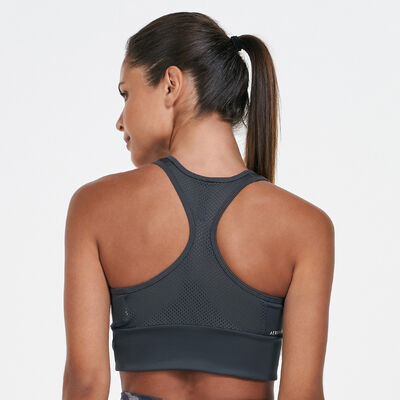 adidas Women's AEROREADY Designed 2 Move Leopard Print Sports Bra Black