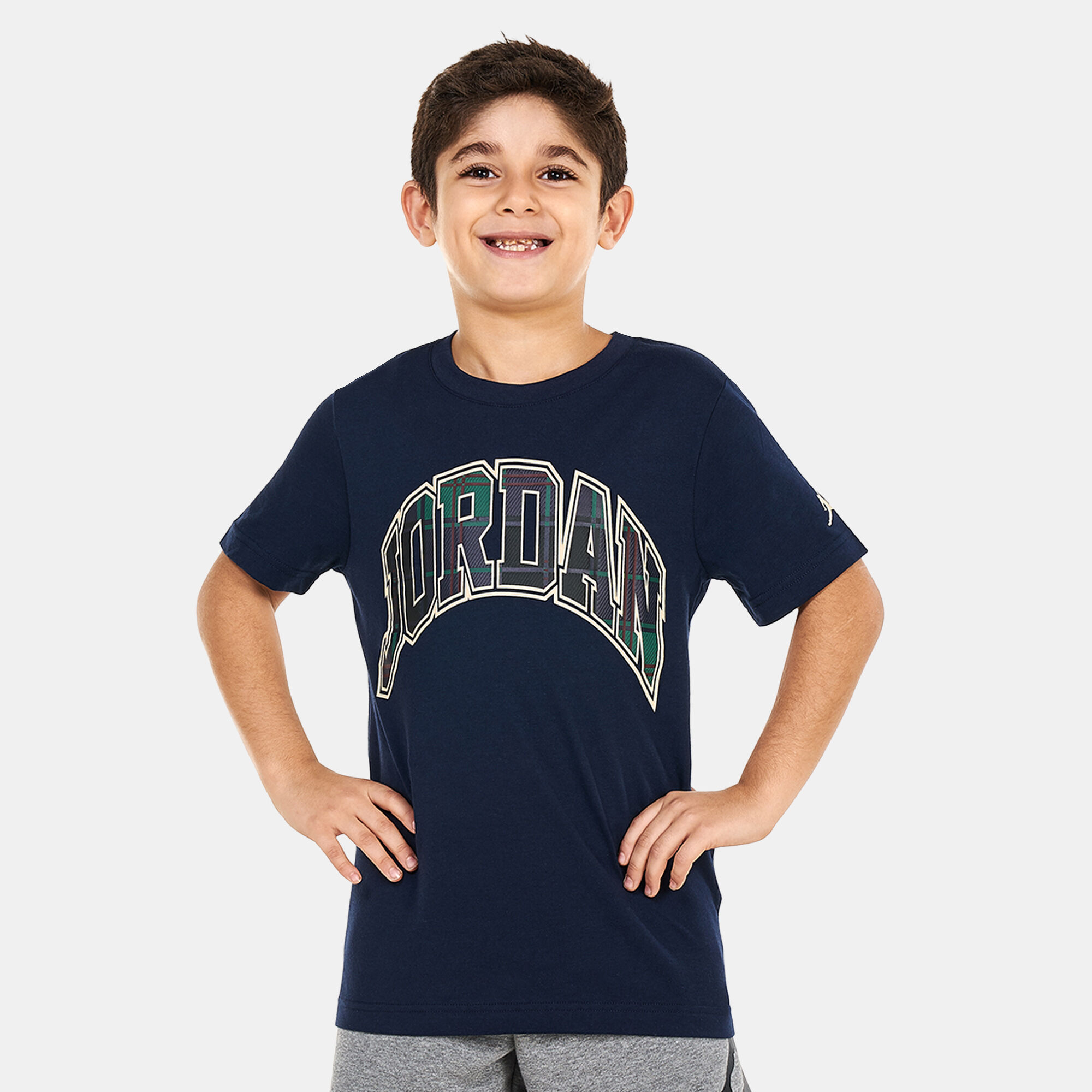 Kids Essentials Plaid T Shirt Blue Jordan in Qatar SSS
