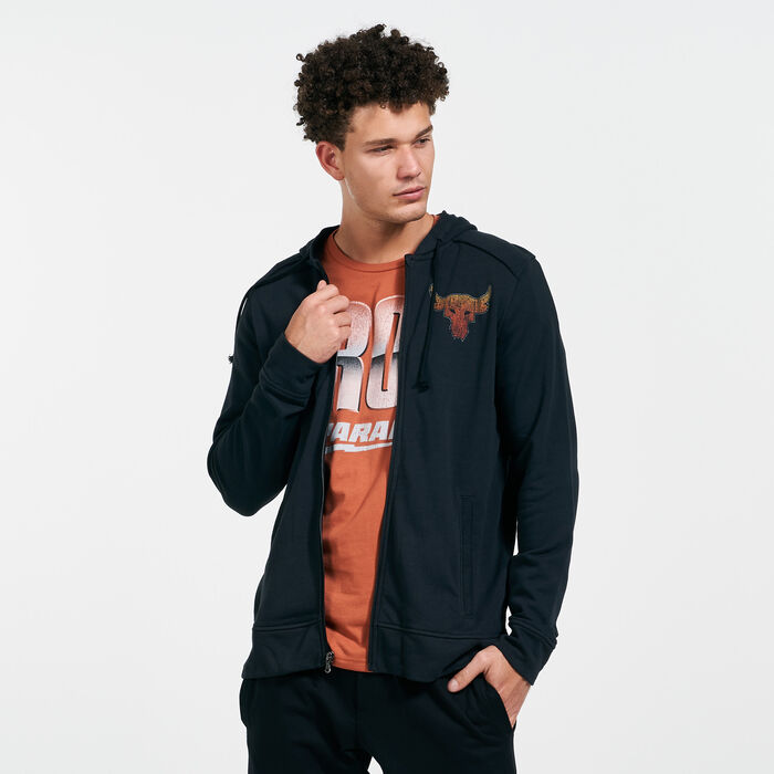 Under Armour Men's Project Rock Terry Full-Zip Hoodie Black image number 0