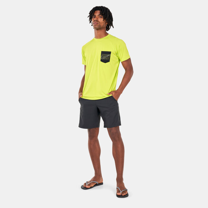 Nike Swim Men's Outline Logo Rashguard Green Nike Swim Men's Outline Logo Rashguard Green image number 2