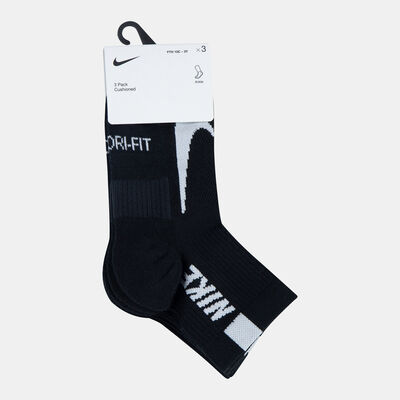 Nike Kids' Multiplier Quarter Socks (3 Pairs) Black