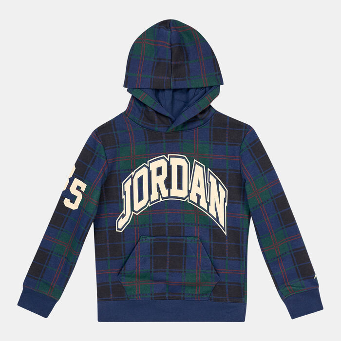 Jordan Kids' Essentials Plaid Pullover Hoodie Blue Jordan Kids' Essentials Plaid Pullover Hoodie Blue image number 0