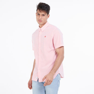 Timberland Men's New Seersucker Shirt Red Timberland Men's New Seersucker Shirt Red