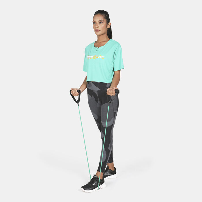 Reebok Women's Meet You There Cropped T-Shirt Green Reebok Women's Meet You There Cropped T-Shirt Green image number 2