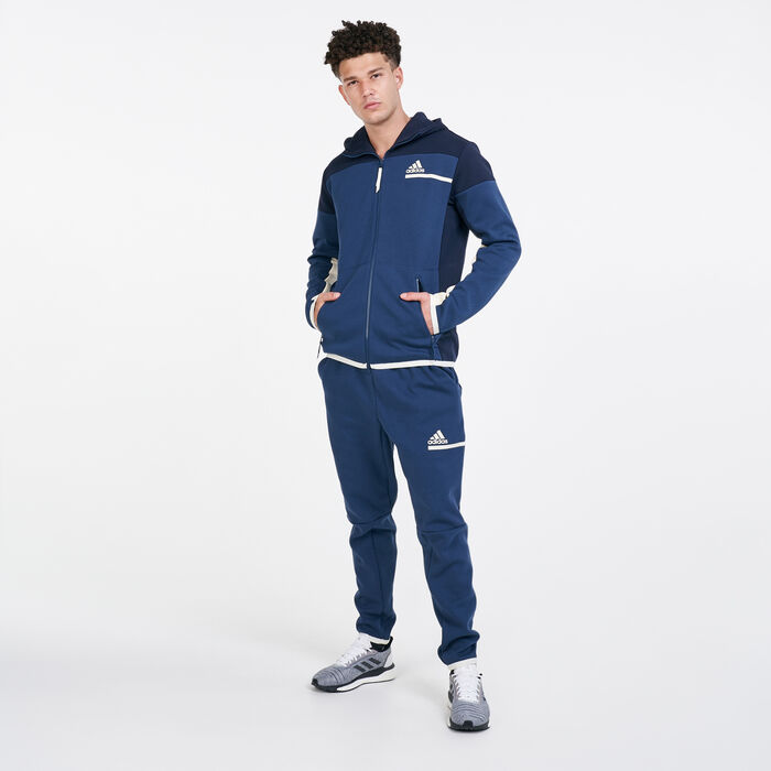 adidas Men's Z.N.E. Full-Zip Hoodie Blue adidas Men's Z.N.E. Full-Zip Hoodie Blue image number 2