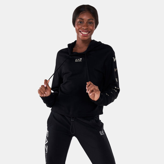 EA7 Emporio Armani Women's Train Logo Series Crop Sweatshirt Black EA7 Emporio Armani Women's Train Logo Series Crop Sweatshirt Black image number 0