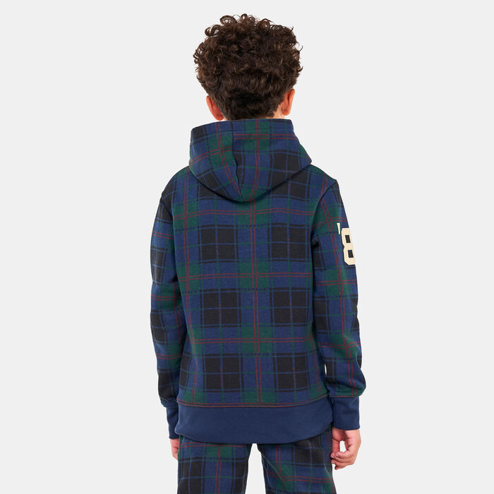 Jordan Kids' Essentials Plaid Pullover Hoodie Blue Jordan Kids' Essentials Plaid Pullover Hoodie Blue image number 1