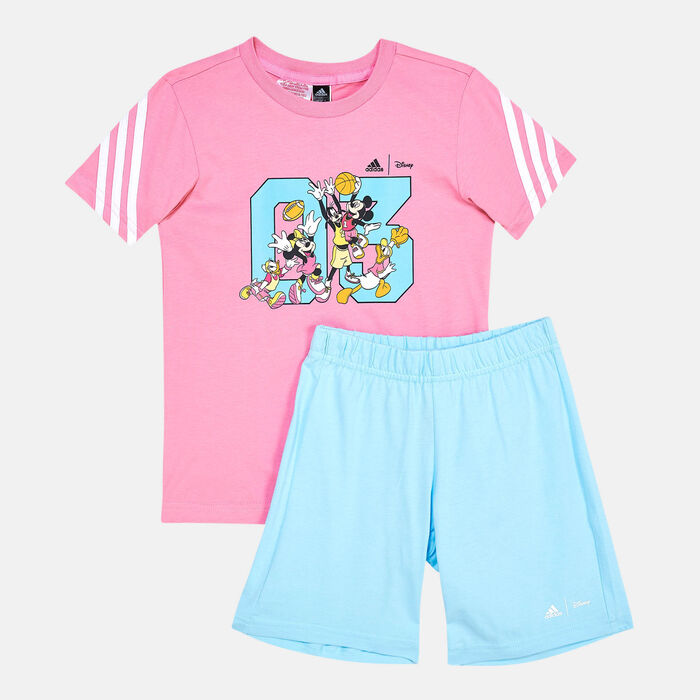 adidas Kids' x Disney Mickey Mouse Summer T-Shirt and Shorts Set Pink adidas Kids' x Disney Mickey Mouse Summer T-Shirt and Shorts Set Pink image number 0