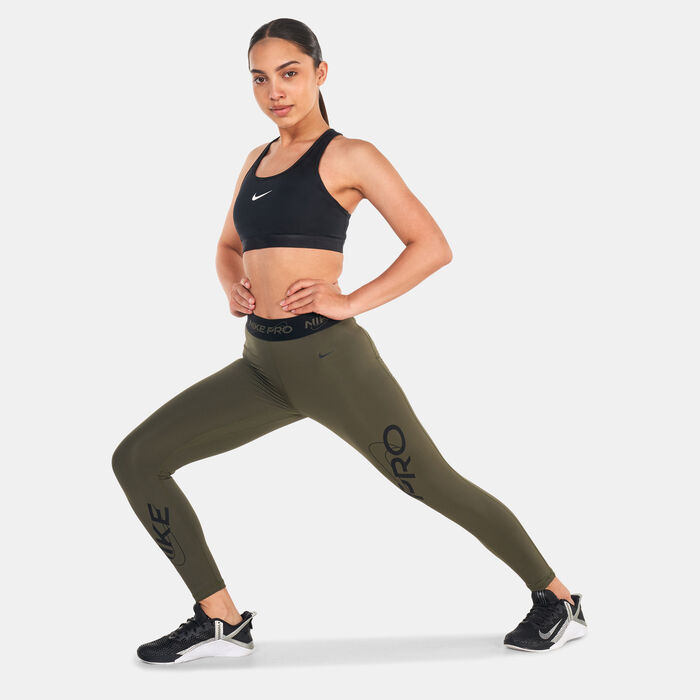 Nike Women's Pro Dri-FIT Graphic Leggings Green Nike Women's Pro Dri-FIT Graphic Leggings Green image number 2