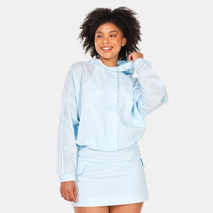 adidas Originals Women's Adicolor Classics Poplin Hooded Track Jacket Blue adidas Originals Women's Adicolor Classics Poplin Hooded Track Jacket Blue image number 0
