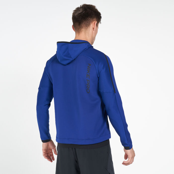 Nike Men's Pro Pullover Fleece Hoodie Blue Nike Men's Pro Pullover Fleece Hoodie Blue image number 1