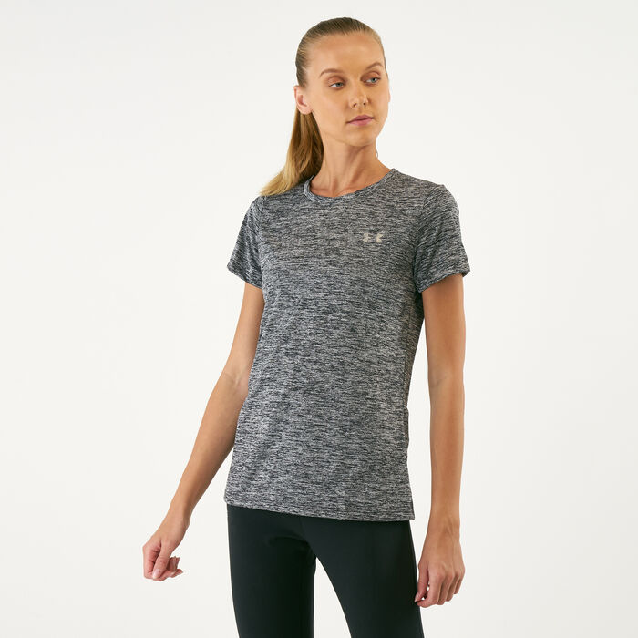 Under Armour Women's UA Tech™ Twist Training T-Shirt Black Under Armour Women's UA Tech™ Twist Training T-Shirt Black image number 0