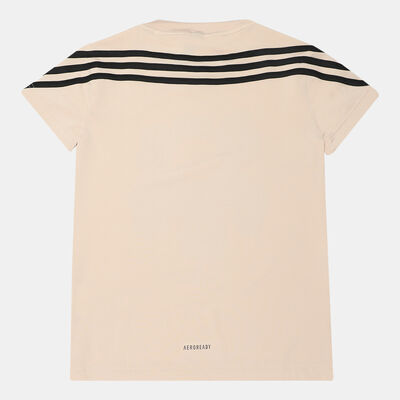 adidas Kids' Marimekko Primegreen AEROREADY Training 3-Stripes T-Shirt Beige adidas Kids' Marimekko Primegreen AEROREADY Training 3-Stripes T-Shirt Beige