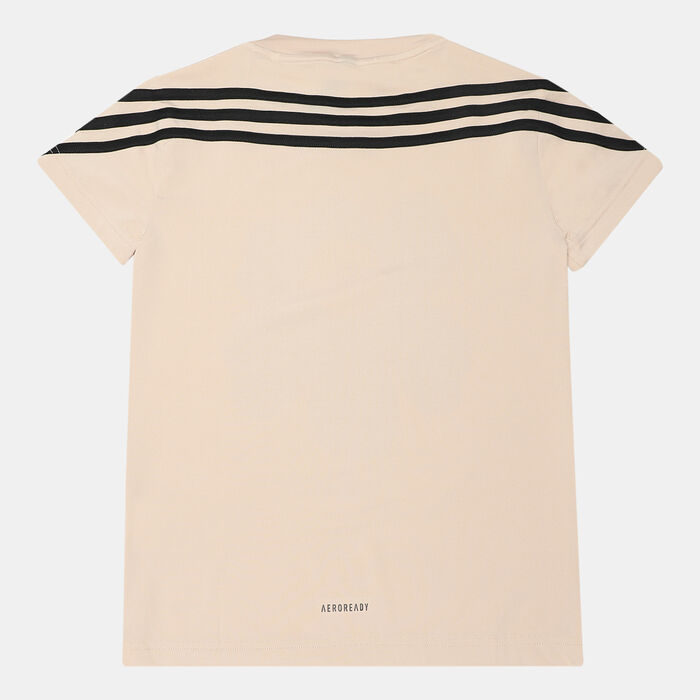 adidas Kids' Marimekko Primegreen AEROREADY Training 3-Stripes T-Shirt Beige adidas Kids' Marimekko Primegreen AEROREADY Training 3-Stripes T-Shirt Beige image number 1