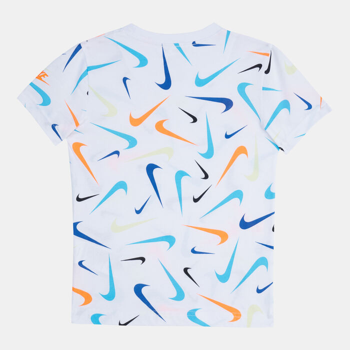 Nike Kids' Allover Print Swoosh T-Shirt White Nike Kids' Allover Print Swoosh T-Shirt White image number 1