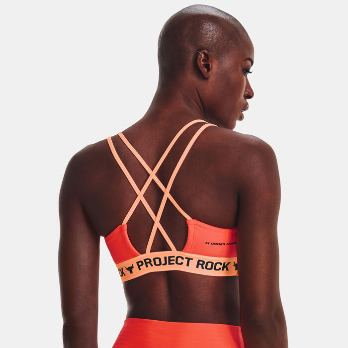 Under Armour Women's Project Rock Crossback Family Sports Bra Orange Under Armour Women's Project Rock Crossback Family Sports Bra Orange image number 1