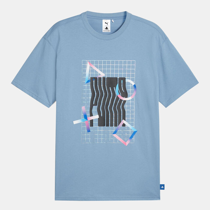 PUMA Men's x PlayStation Elevated T-Shirt Blue PUMA Men's x PlayStation Elevated T-Shirt Blue image number 0