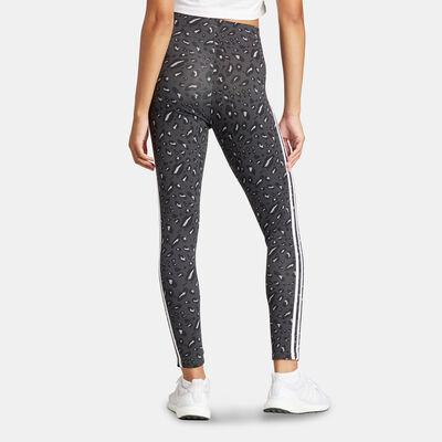 adidas Women's Essentials 3-Stripes Animal Print Leggings Black