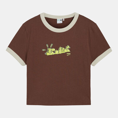 PUMA Women's Downtown Graphic Baby T-Shirt Brown