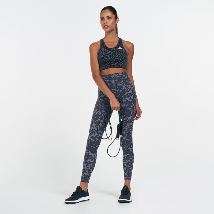 adidas Women's AEROREADY Designed 2 Move Leopard Print Sports Bra Black adidas Women's AEROREADY Designed 2 Move Leopard Print Sports Bra Black image number 2