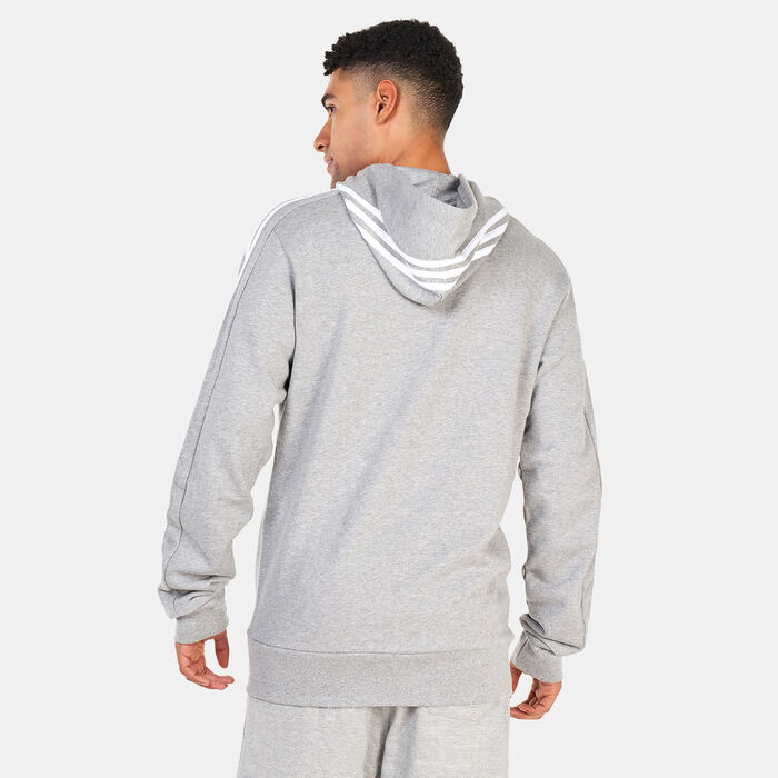 adidas Men's Essentials French Terry 3-Stripes Full-Zip Hoodie Grey adidas Men's Essentials French Terry 3-Stripes Full-Zip Hoodie Grey image number 1