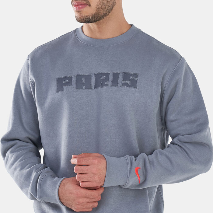 Nike Men's Paris Saint Germain Club Fleece Sweatshirt Grey Nike Men's Paris Saint Germain Club Fleece Sweatshirt Grey image number 3