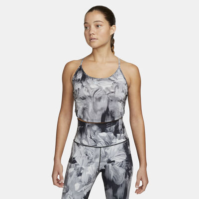 Nike Women's Dri-FIT One Cropped Printed Tank Top Grey Nike Women's Dri-FIT One Cropped Printed Tank Top Grey