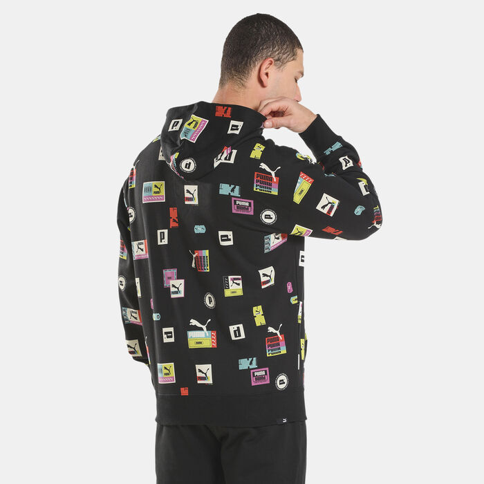 PUMA Men's Brand Love All-Over-Print TR Hoodie Black PUMA Men's Brand Love All-Over-Print TR Hoodie Black image number 1