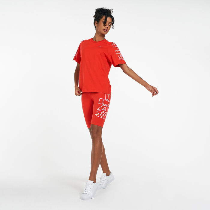adidas Originals Women's Loose Letter T-Shirt Red image number 4