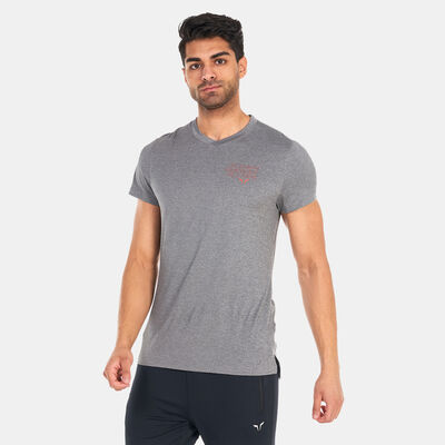 SQUATWOLF Men's V-Neck Muscle T-Shirt Grey