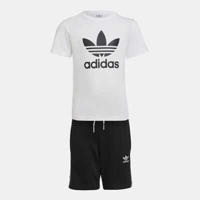 adidas Originals Kids' Adicolor Shorts and T-Shirt Set Black adidas Originals Kids' Adicolor Shorts and T-Shirt Set Black