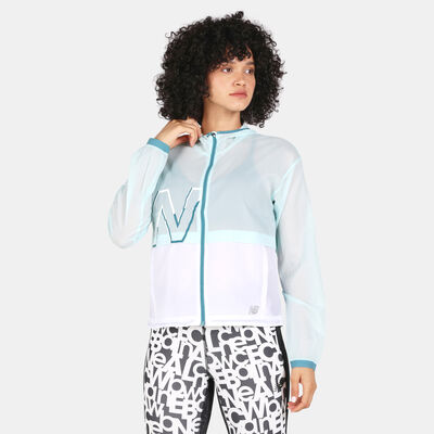 New Balance Women's Printed Impact Run Light Pack Jacket Blue