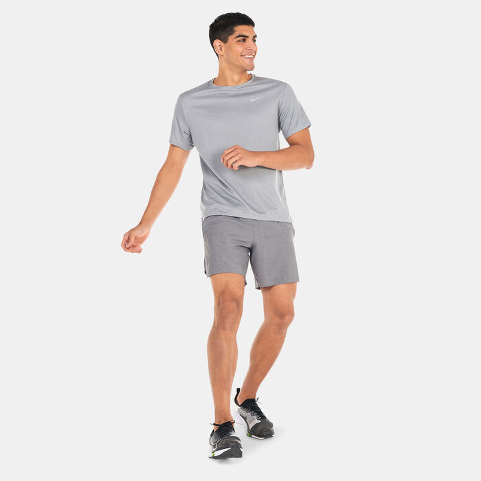 Nike Men's Miler Dri-FIT UV Running T-Shirt Grey image number 2