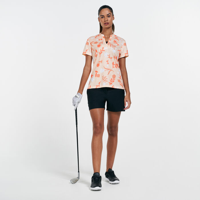 Nike Golf Women's Floral Polo T-Shirt Orange Nike Golf Women's Floral Polo T-Shirt Orange image number 2