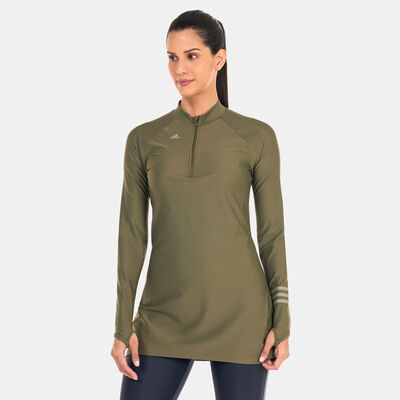 adidas Women's 3-Stripes Swimming Top Green