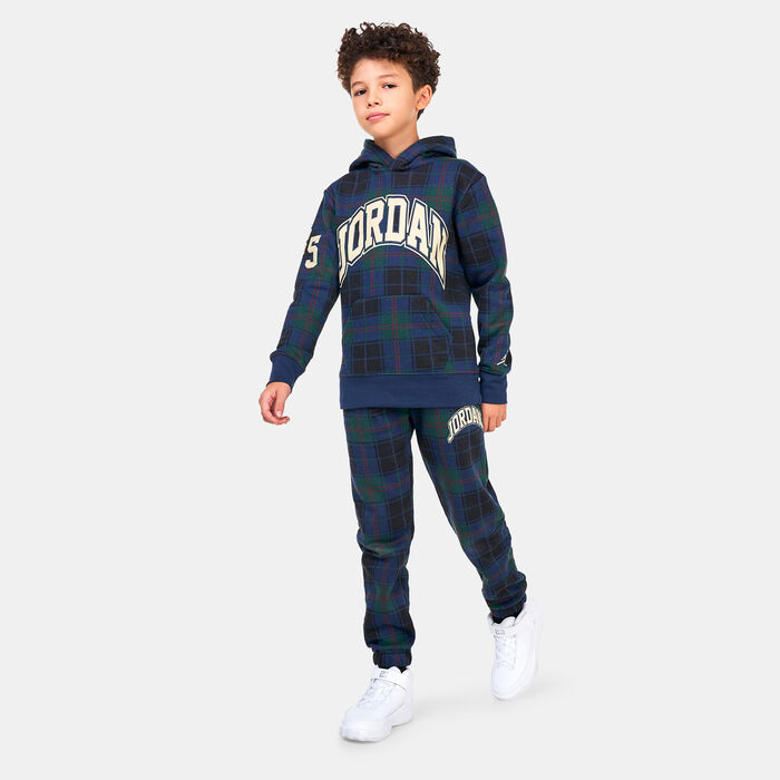 Jordan Kids' Essentials Plaid Pullover Hoodie Blue Jordan Kids' Essentials Plaid Pullover Hoodie Blue image number 2
