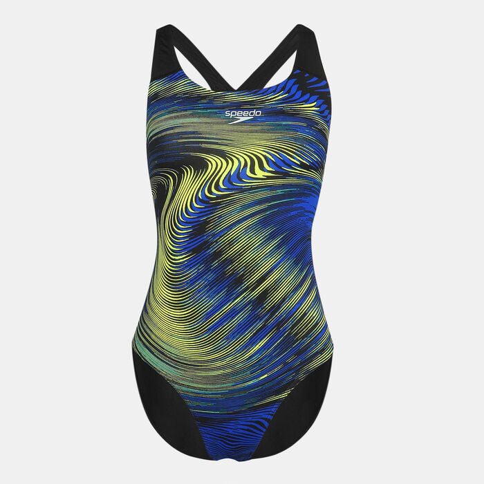 Speedo Women's Placement Powerback Swimsuit Black Speedo Women's Placement Powerback Swimsuit Black image number 0